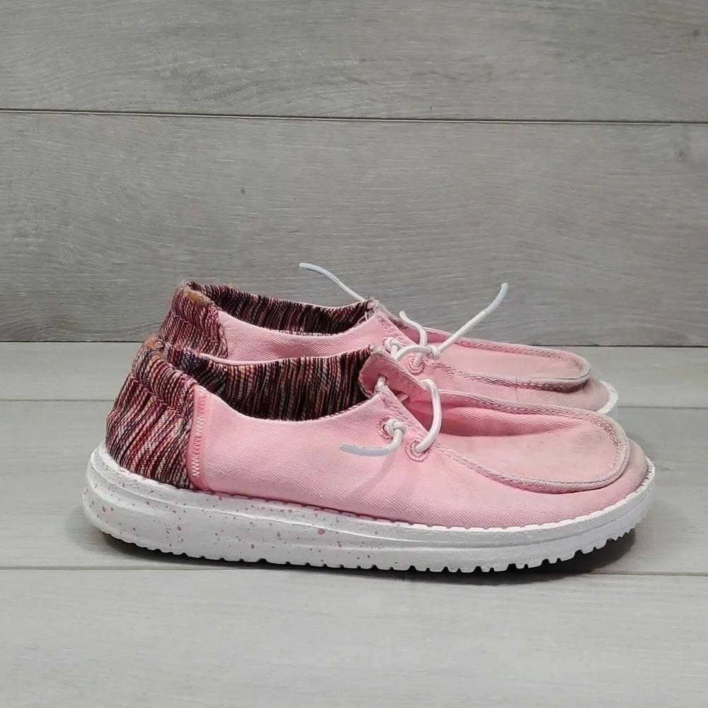 Hey Dude Kids Wendy Youth  pink multi Loafer Slip on shoes sz K12